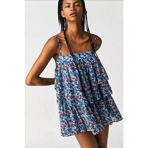 New! Free people FP One‎ Talia Tunic Floral Tiered Sleeveless Top, size XL